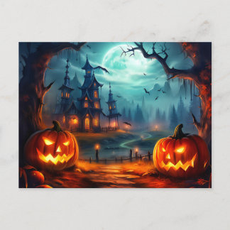 ハッピーハローウィン幽霊のよく出るハウス&パンプ不気味キンス ポストカード