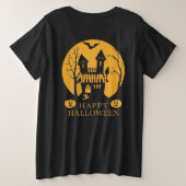 ハッピーハローウィン幽霊のよく出るハウス プラスサイズTシャツ (デザイン裏面)