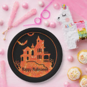 ハッピーハローウィン幽霊のよく出るハウス ペーパープレート (パーティー)