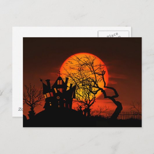 ハッピーハローウィン幽霊のよく出るハウス ポストカード (正面/裏面)