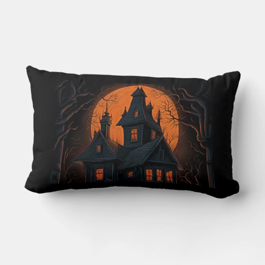 ハッピーハローウィン幽霊のよく出るハウス ランバークッション (裏面)