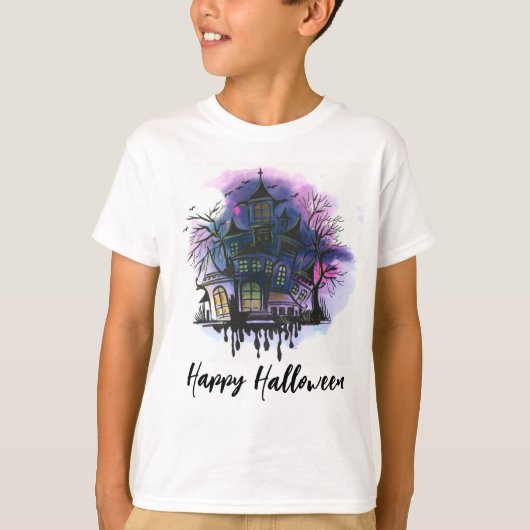 ハッピーハローウィン幽霊のよく出るハウス Tシャツ (正面)