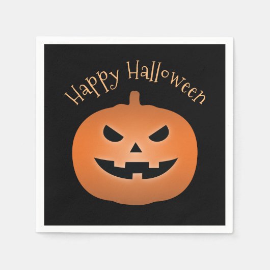 ハッピーハローウィン幽霊のよく出るハロウィーンのカボチャのちょうちんパンプキン スタンダードカクテルナプキン (正面)