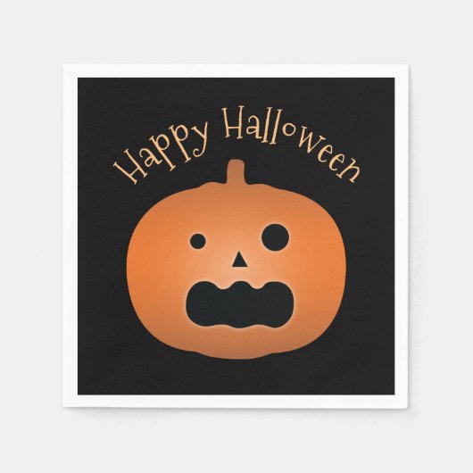 ハッピーハローウィン幽霊のよく出るハロウィーンのカボチャのちょうちんパンプキン スタンダードカクテルナプキン (正面)