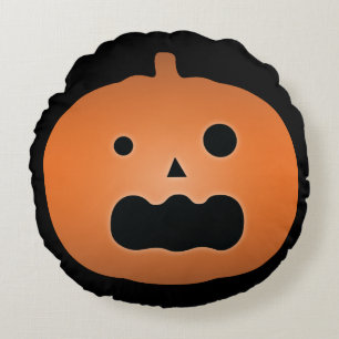 ハッピーハローウィン幽霊のよく出るハロウィーンのカボチャのちょうちんパンプキン ラウンドクッション
