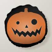 ハッピーハローウィン幽霊のよく出るハロウィーンのカボチャのちょうちんパンプキン ラウンドクッション (裏面)