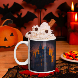 ハッピーハローウィン幽霊のよく出るマンションハウス コーヒーマグカップ