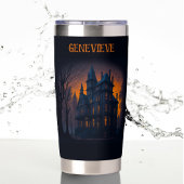 ハッピーハローウィン幽霊のよく出るマンションハウス 保温保冷タンブラー