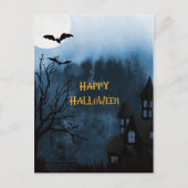 ハッピーハローウィン幽霊のよく出る城とこうもりはがき ポストカード (正面)
