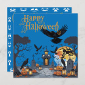 ハッピーハローウィン幽霊のよく出る墓地と墓不気味 招待状 (正面/裏面)