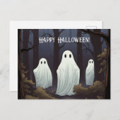 ハッピーハローウィン幽霊のフォレスト ポストカード (正面/裏面)