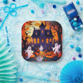 ハッピーハローウィン幽霊アンドハ幽霊のよく出るウス ペーパープレート (パーティー)