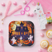 ハッピーハローウィン幽霊アンドハ幽霊のよく出るウス ペーパープレート (パーティー)