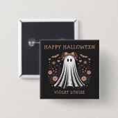 ハッピーハローウィン幽霊カスタムボタン 缶バッジ (正面&裏面)