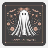 ハッピーハローウィン幽霊ガールスクウェア スクエアシール (正面)
