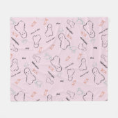 ハッピーハローウィン幽霊キャンディハンドレタリングドードル フリースブランケット (正面(横))