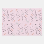 ハッピーハローウィン幽霊キャンディハンドレタリングドードル ラッピングペーパーシート (正面)