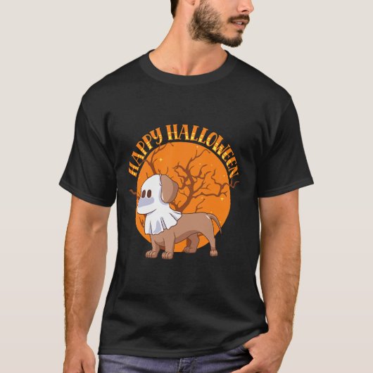 ハッピーハローウィン幽霊ダシュンドラバー Tシャツ (正面)