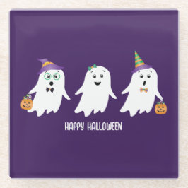 ハッピーハローウィン幽霊トリックオアトリート ガラスコースター