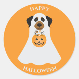 ハッピーハローウィン幽霊ドッグ ラウンドシール
