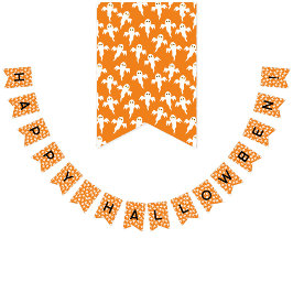 ハッピーハローウィン幽霊パターン バンティングフラッグ