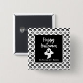 ハッピーハローウィン幽霊ブーただのトリック処理 缶バッジ (正面&裏面)
