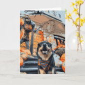 ハッピーハローウィン幽霊ロットワイラー犬 カード (黄色い花)