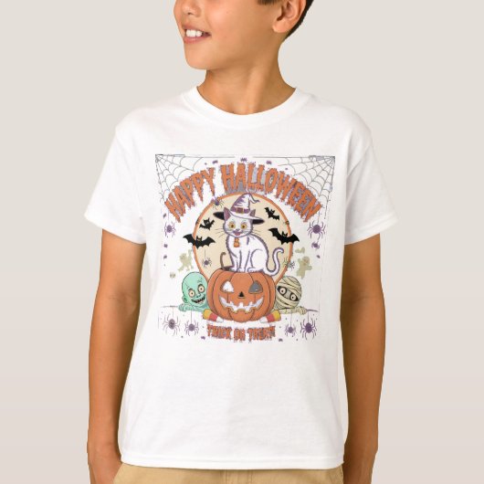ハッピーハローウィン幽霊怖いカボチャ Tシャツ (正面)