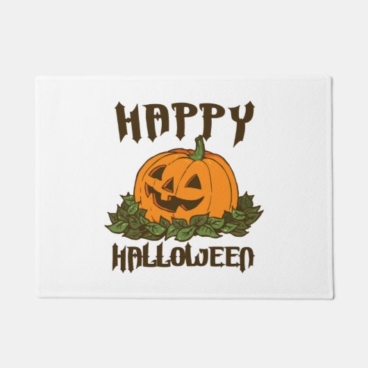 ハッピーハローウィン幽霊 – ハロウィーンの衣装カボチャ ドアマット (正面)