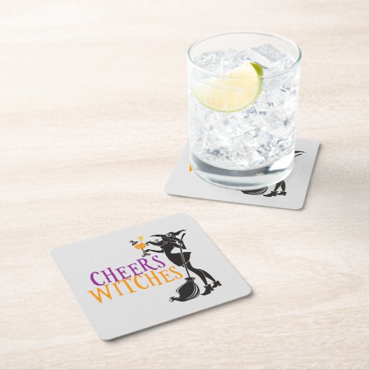 ハッピーハローウィン応援ウィッチパーティー スクエアペーパーコースター (インサイチュ)