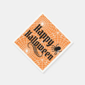 ハッピーハローウィン怖いオレンジブラックスパイダー スタンダードカクテルナプキン (角)