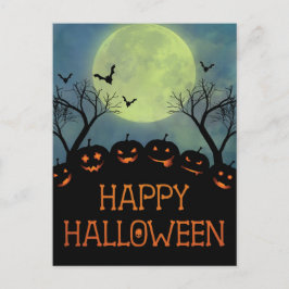 ハッピーハローウィン怖いカボチャこうもり ポストカード