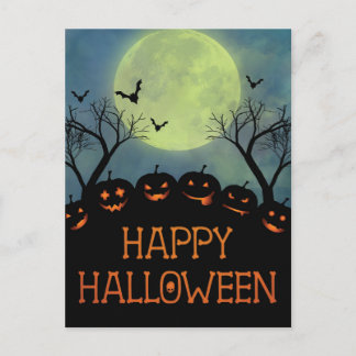 ハッピーハローウィン怖いカボチャこうもり ポストカード