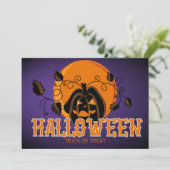 ハッピーハローウィン怖いカボチャとムーン カード (スタンド正面)