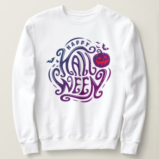 ハッピーハローウィン怖いカボチャ顔スウェットシャツ スウェットシャツ (デザイン正面)