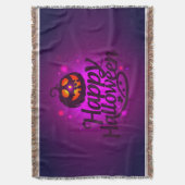 ハッピーハローウィン怖いカボチャ スローブランケット (正面縦)