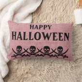 ハッピーハローウィン怖いスカルバーラップスロー ランバークッション (ブランケット)