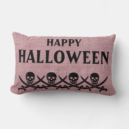 ハッピーハローウィン怖いスカルバーラップスロー ランバークッション (正面)
