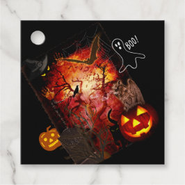 ハッピーハローウィン怖いラベルとカスタム文字 フェイバータグ