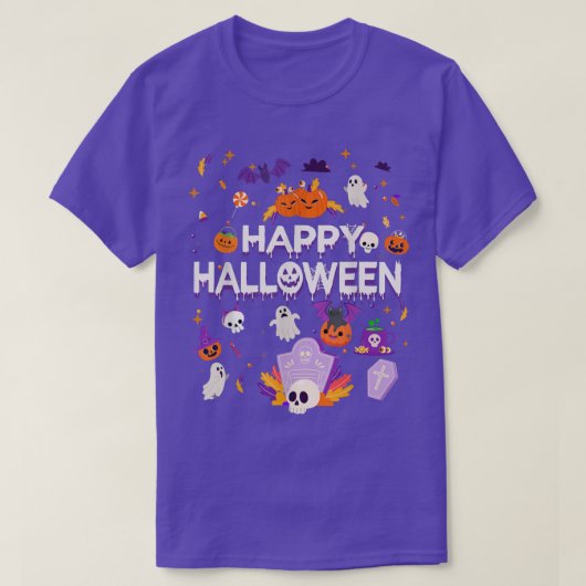 ハッピーハローウィン怖いレトロキッズブー幽霊パンプキン Tシャツ (デザイン正面)