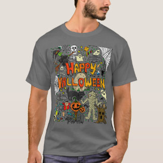 ハッピーハローウィン怖いレトロボーイズガールズキッズ Tシャツ