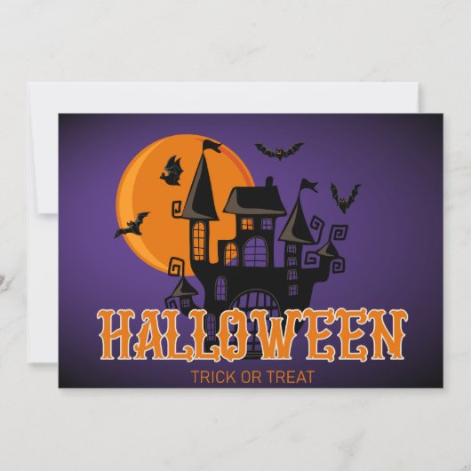 ハッピーハローウィン怖い城のこうもりと月 カード (正面)