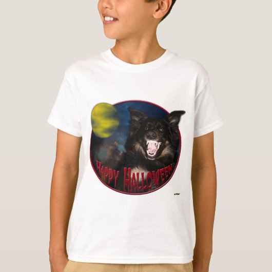 ハッピーハローウィン怖い狼 Tシャツ (正面)