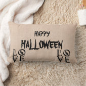 ハッピーハローウィン怖い猫のスカルバーラップスロー ランバークッション (ブランケット)