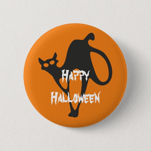 ハッピーハローウィン怖い猫 缶バッジ (正面)
