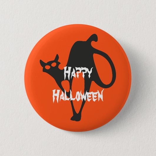 ハッピーハローウィン怖い猫 缶バッジ (正面)