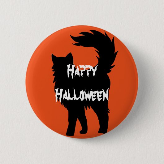 ハッピーハローウィン怖い猫 缶バッジ (正面)