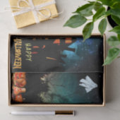 ハッピーハローウィン怖い魔女、幽霊とカボチャ 薄葉紙 (ギフト)