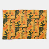 ハッピーハローウィン怖い黒猫カボチャキッチン キッチンタオル (横)
