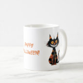ハッピーハローウィン怖い黒猫コーヒーココアマグカップ コーヒーマグカップ (正面右)